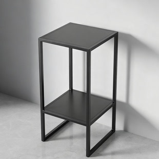 简约铁艺置物架落地鱼缸架底座架子双层展示架手办小方桌边几角几