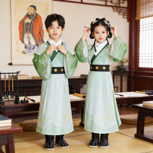 儿童汉服国学服书童朗诵演出服