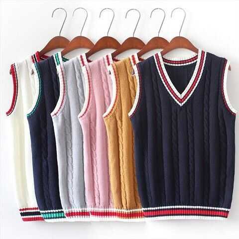 Autumn the republic of korea Versatile Confidante sweater vest college V-neck Vest Hit color Sleeveless Sweater waistcoat studentin the Women's clothing/Boutique , Sweaters  category - from Buy2taobao.com to provide professional Taobao agent buy service