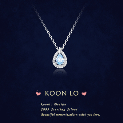 「海洋蓝眼泪」S999纯银项链手作