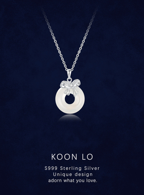 「蝴蝶结平安扣」S999纯银项链