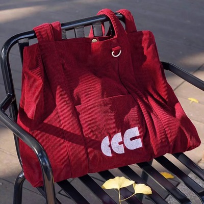 CAC原创怀旧灯芯绒大号购物袋