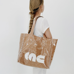 CAC 果冻感透明印花大号购物袋