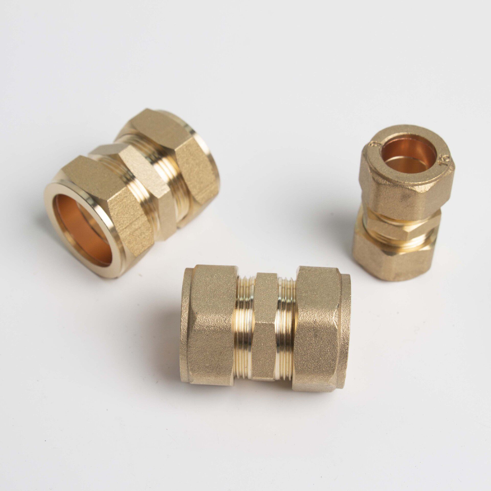 22mm铜管快速接头平板太阳能紫铜管双卡双联卡套直接铜管接头配件