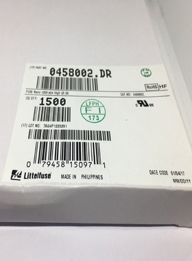 力特0458008.DR陶瓷保险丝8A 63V 1206一次性快熔断保险丝 丝印8