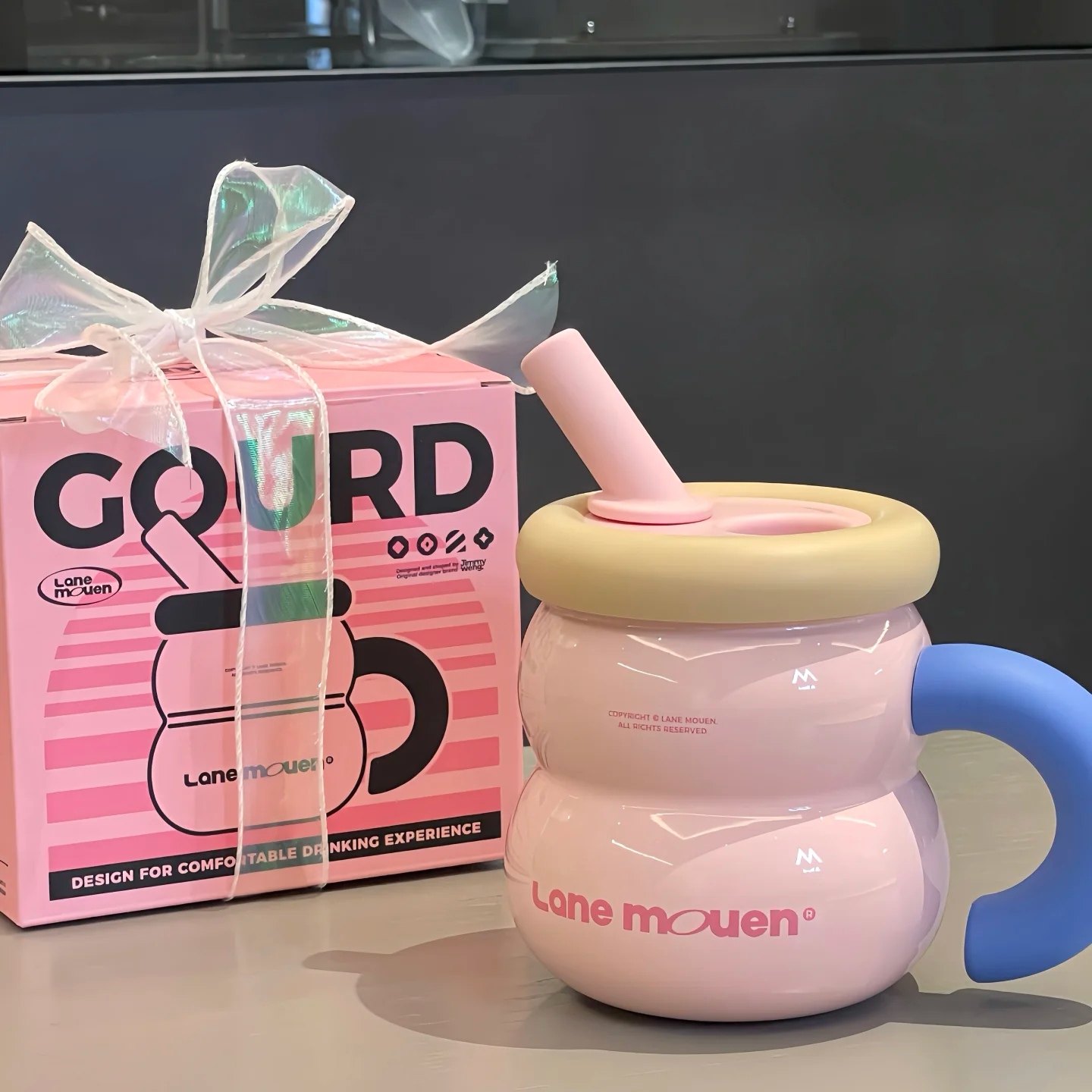 可爱葫芦造型保温杯高颜值女生办公室桌面水杯316不锈钢吸管杯子