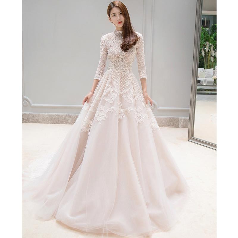 Hepburn starry sky Wedding dress 2019 Autumn and winter new pattern Long sleeve heavy industry Stand collar bride full dress Korean Tailingin the Women's clothing/Boutique , Wedding/Cheongsam/Formal dress , Wedding  category - from Buy2taobao.com to provide professional Taobao agent buy service