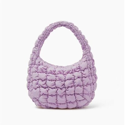 COS少女泡芙褶皱云朵羽绒包包女2026春夏托特包大容量通勤斜挎包