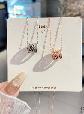 经典时尚小蛮腰纯银项链精致镶嵌吊坠轻奢小香风时尚ins锁骨链