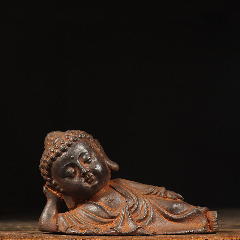 仿古铁器大头睡佛复古工艺中式怀旧玄关客厅会所装饰复古摆设包邮