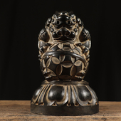 天然青石仿古石雕貔貅抱绣球复古中式 民俗会所家居摆件