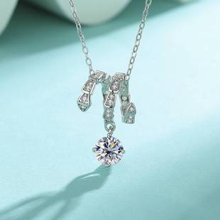 s925纯银灵蛇蛇骨满钻项链三圈蛇形头尾钻时尚设计甜酷风项链