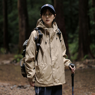 連帽外套戶外登山服沖鋒衣男女情侶防風防水棉服機能夾克 日系工裝