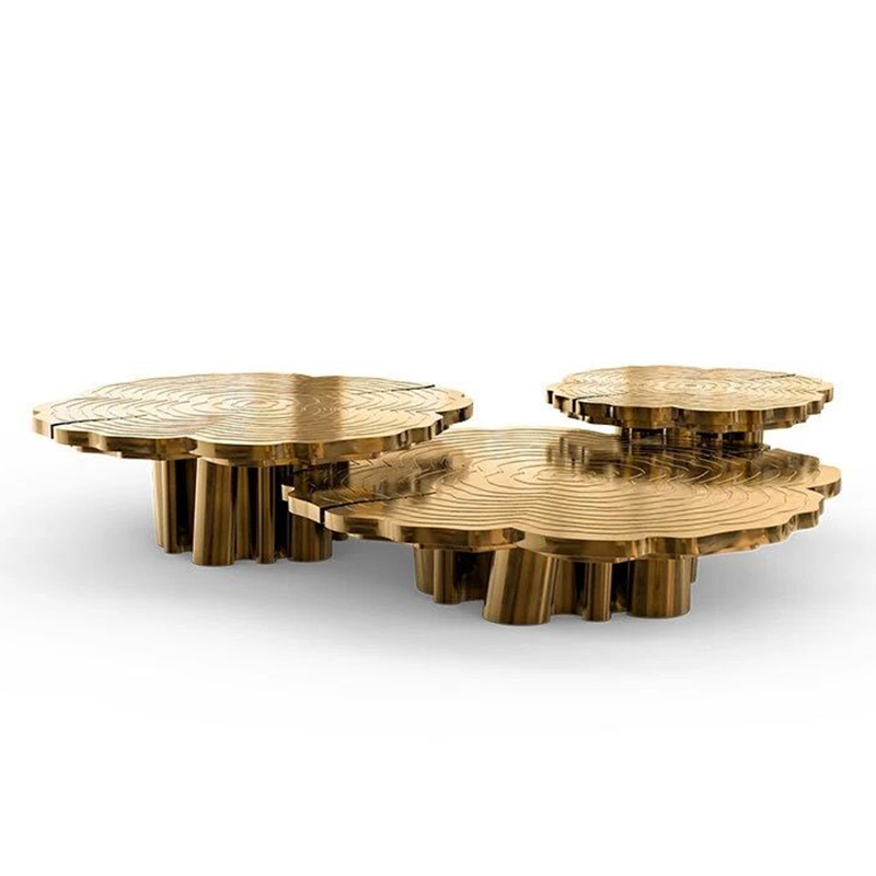 轻奢别墅客厅不规则异形组合茶几