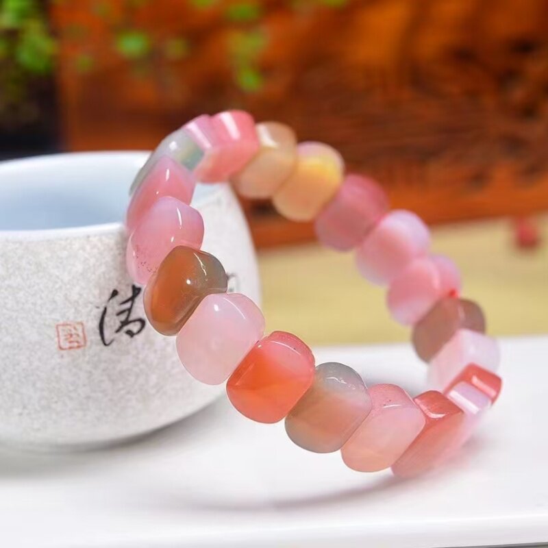 天然盐源玛瑙手牌单圈手链女