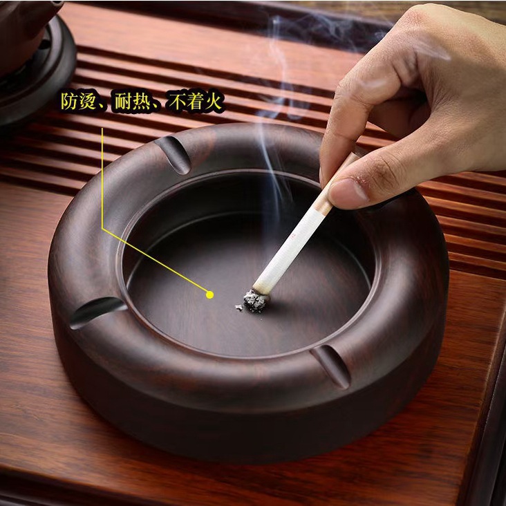 黑檀整料烟灰缸花梨木质方形烟缸创意家居手工艺摆设品可加LOGO