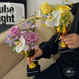 LA朴町 荣耀金色奖杯鲜花束创意包装插花容器手工DIY花店花艺资材