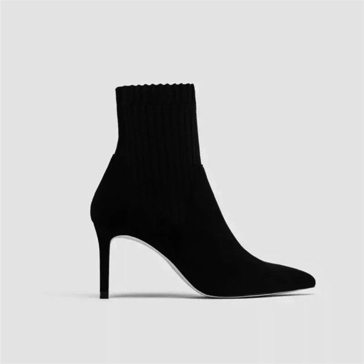 Spain Z home 2019 Winter models Tip Stiletto High shoes Wool Mosaic Stretch Boots High-heeled Versatile Bootsin the Women's Shoes, Boots  category - from Buy2taobao.com to provide professional Taobao agent buy service