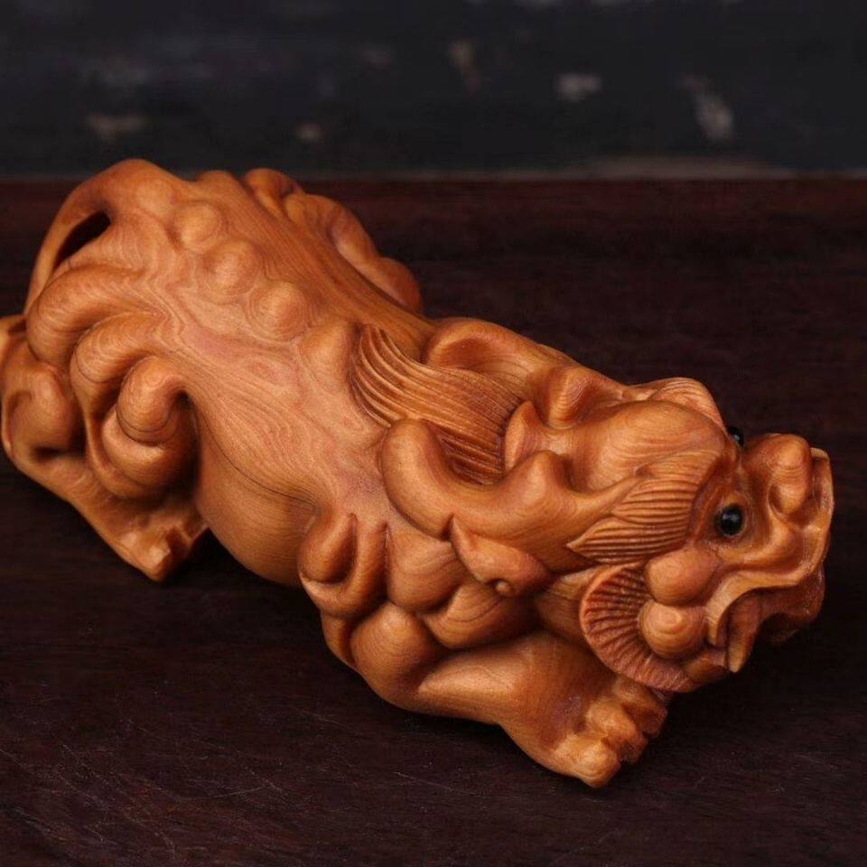 厂家直销太行崖柏手把件木雕貔貅把玩挂件文玩收藏送礼木质工艺品