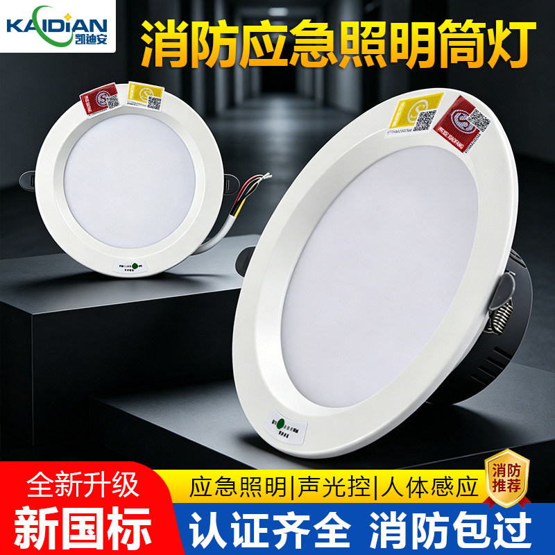 消防应急筒灯照明灯二合一图片