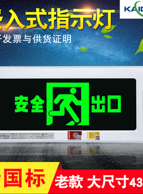 嵌入式疏散指示灯老款大尺寸43X18LED镶埋墙式安全出口指示牌暗装