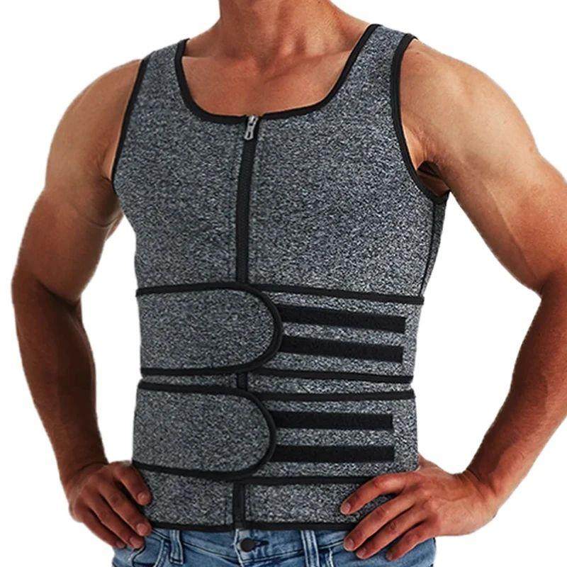 Men's Body Shaper Waist Trainer Sauna Vest Double Belt Sweat