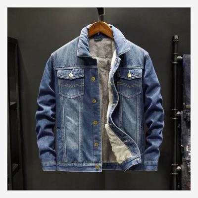 Men winter thicken denim jacket man warmth jeans coat 夹克男