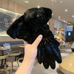 Gloves for women in winter with wool thickened warm riding