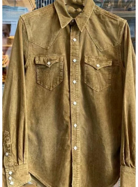 复刻现货新款非RRL男装灯芯绒修身单排扣长袖秋冬季美式风格衬衫