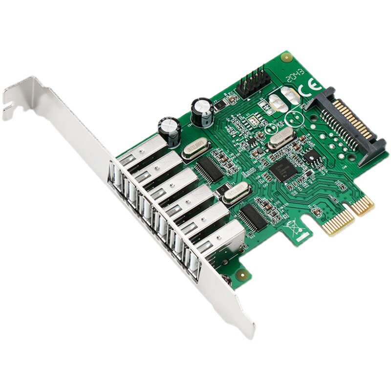 PCIE TO USB2.0 EXPANSION CARDPCI-E TO 6-PORT USB2.0 ADAPTER CARD 9-PIN PANEL SATA POWER SUPPLY