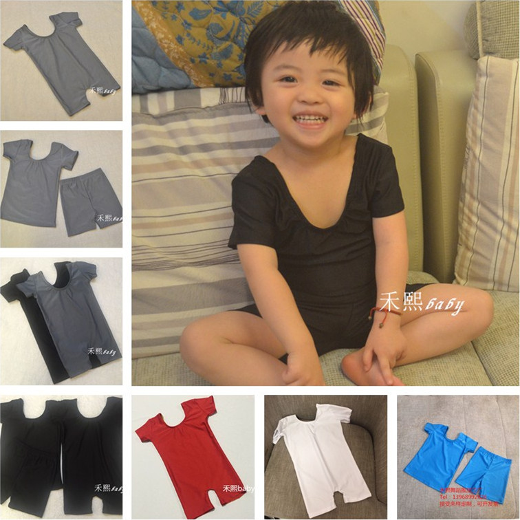儿童连体舞蹈服短袖体操服男女芭蕾练功服成人形体服上衣短裤套装