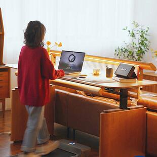 月光升降桌樱桃实木家用书桌长办公桌电动电脑桌客厅工作台桌子