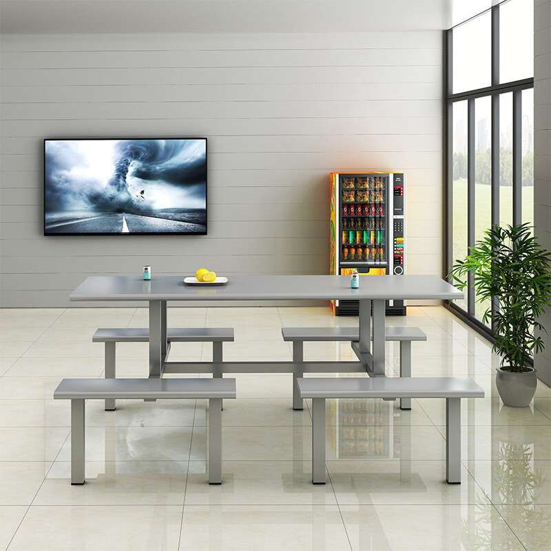 304不锈钢快餐桌学校学生食堂工厂员工饭堂工地连体快餐桌椅组合