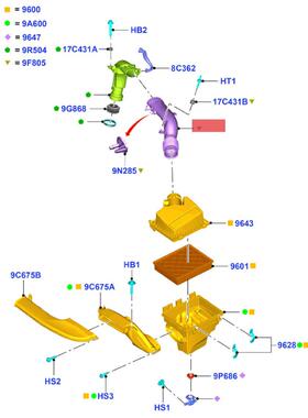厂家货源锐界15金牛座2.0国五发动机空气进气管F2G39F805DA
