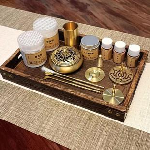 纯铜香篆套装打篆香炉香具香拓香灰压香铲香勺香粉檀香沉香托盘