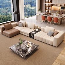 大平层客厅高级感钢琴键真皮沙发大户型别墅意式模块沙发轻奢高端