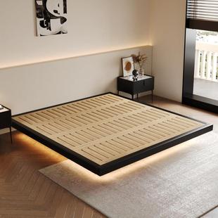 实木悬浮床无床头床现代简约榉木排骨架床架家用卧室榻榻米齐边床