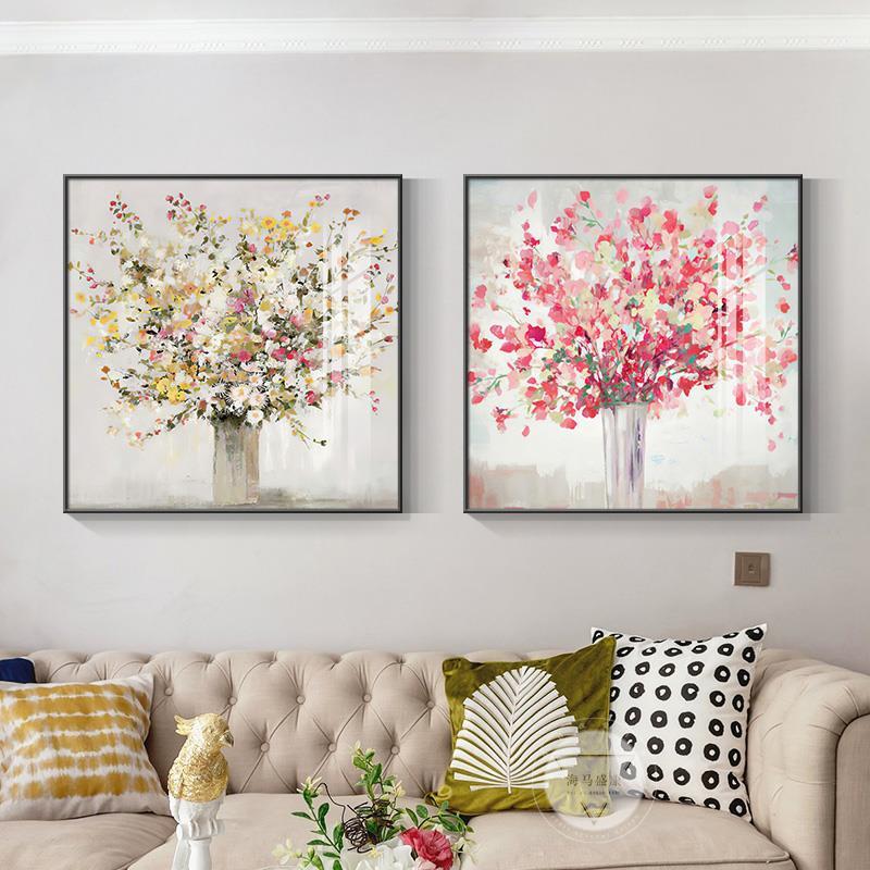 .欧式花卉客厅装饰画沙发背景墙挂画现代简约餐厅饭厅餐桌墙面壁图片