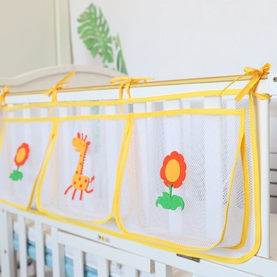 立体创意新款婴儿床三格卡通日用品收纳袋 床边挂袋 大容量