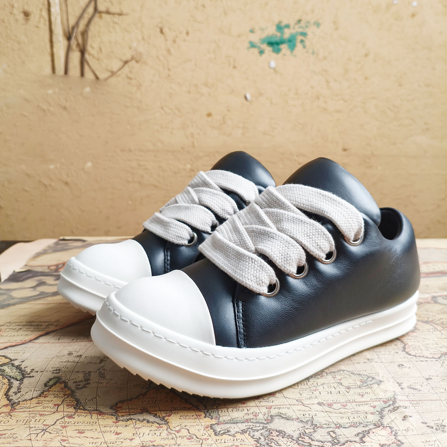 新款时尚潮鞋流行板鞋RO小面包胖丁鞋情侣同款真皮休闲厚底增高鞋