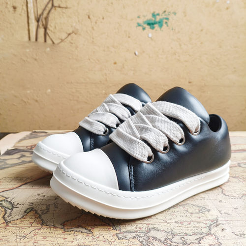 新款时尚潮鞋流行板鞋RO小面包胖丁鞋情侣同款真皮休闲厚底增高鞋