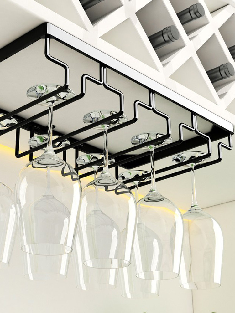 304不锈钢倒挂高脚杯架酒杯架免打孔葡萄酒杯挂架家用红酒杯架