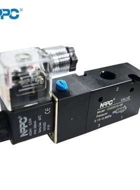 NPPC二位五通单电控管式电磁换向阀CV系列CV23310/CV23410气动阀