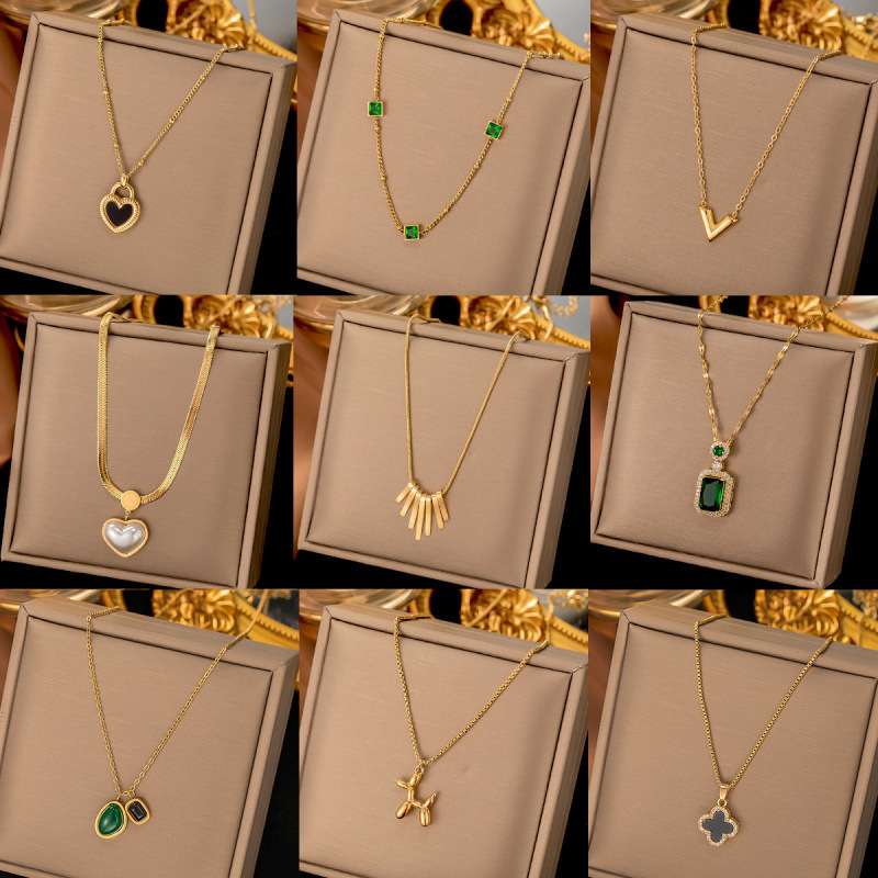 Fashion Trendy Stainless Steel Gold Pendant Necklaces