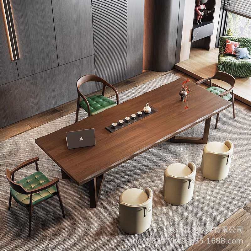 新中式实木茶桌椅组合现代简约家用办公室大板泡茶桌客厅功夫茶台