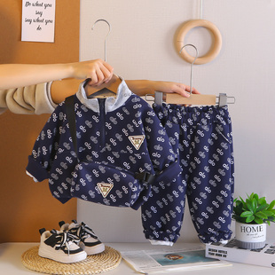 满印字母alo宝宝套装0-6岁宝春款男字母儿童潮流百搭可休闲三件套