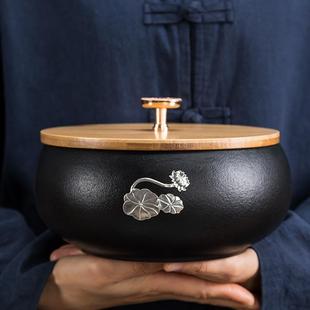 禅意家用黑陶瓷放洗茶杯 茶洗大号特大日式 器皿茶盆建水茶盂水盂