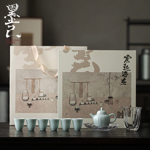 墨己云起自在粉青釉整套