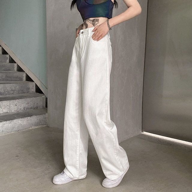 白色裤子女秋季新款ins潮高街牛仔裤