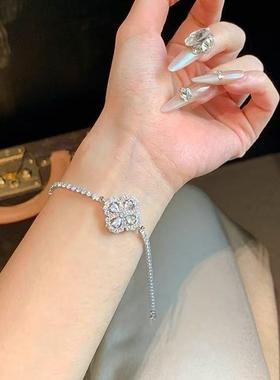 2025韩ins风超闪满钻四叶花手链女轻奢高级感小众精致手饰闺蜜礼